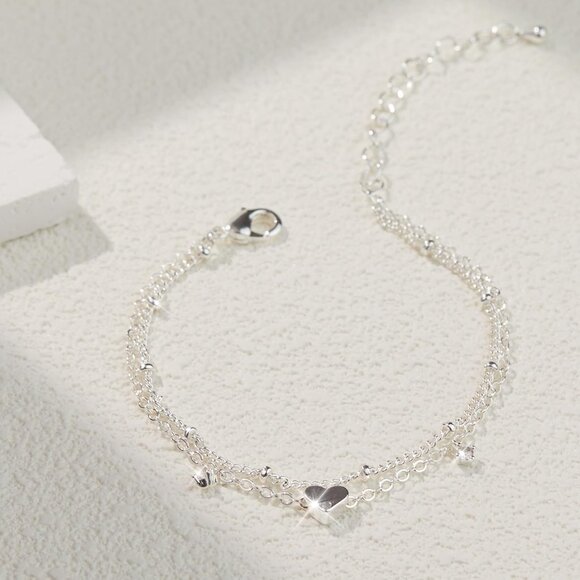 Sterling Silver Anklet Bracelets for Women Waterproof, 925 Sliver Plated CZ & He - Picture 6 of 9